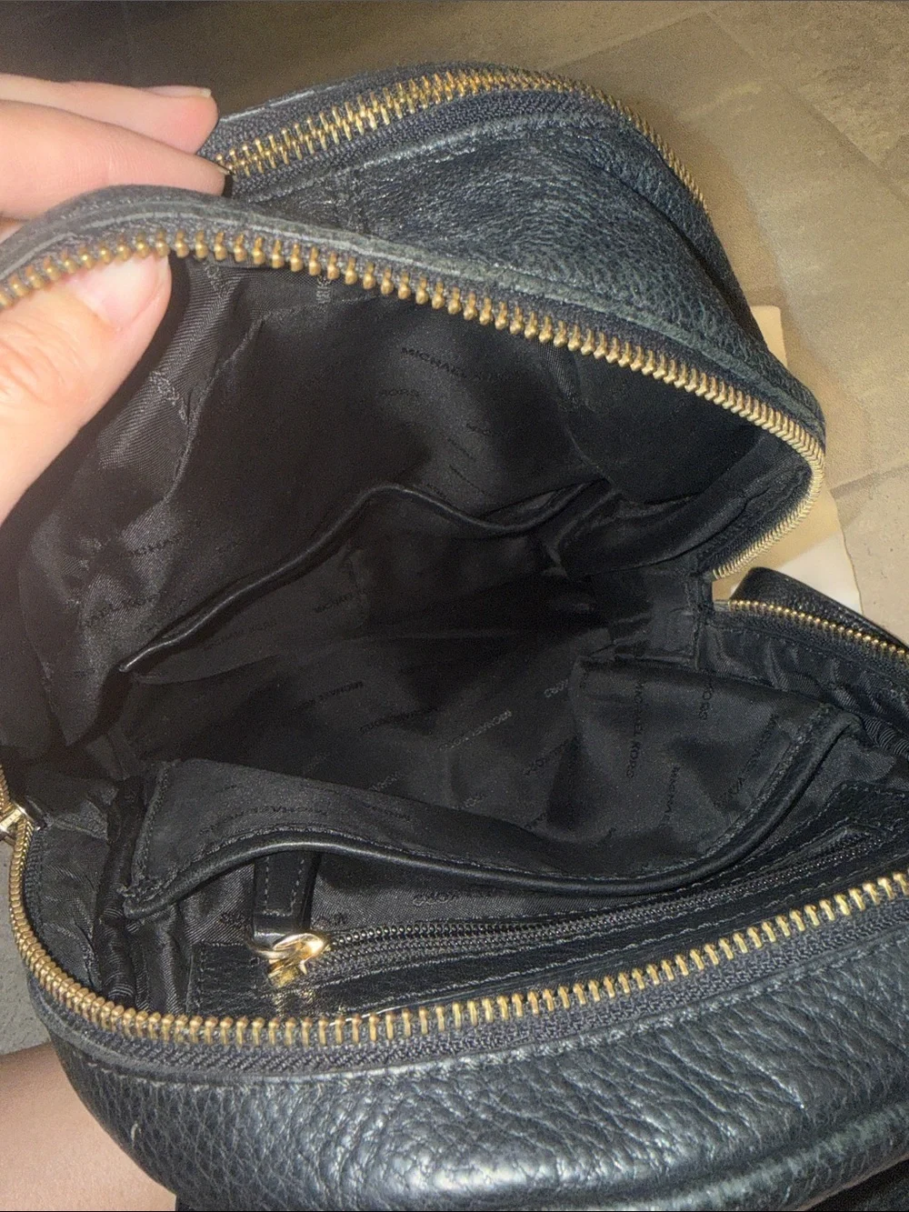 Michael Kors Black Leather Studded Backpack with Gold Hardware